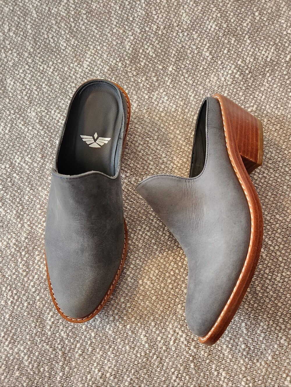 FORTRESS OF INCA Roolee Michelle Grey Blue Suede Leather Mules Size 5 US, 35 EU
